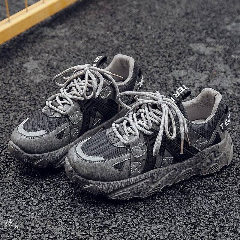 

Lace-up Wide Fit Chunky Sneakers, Black