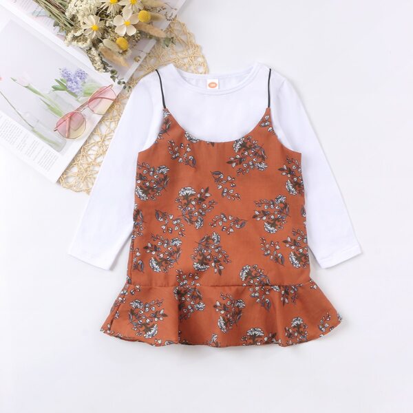 

Toddler Girls Tee & Floral Print Cami Dress, Multicolor