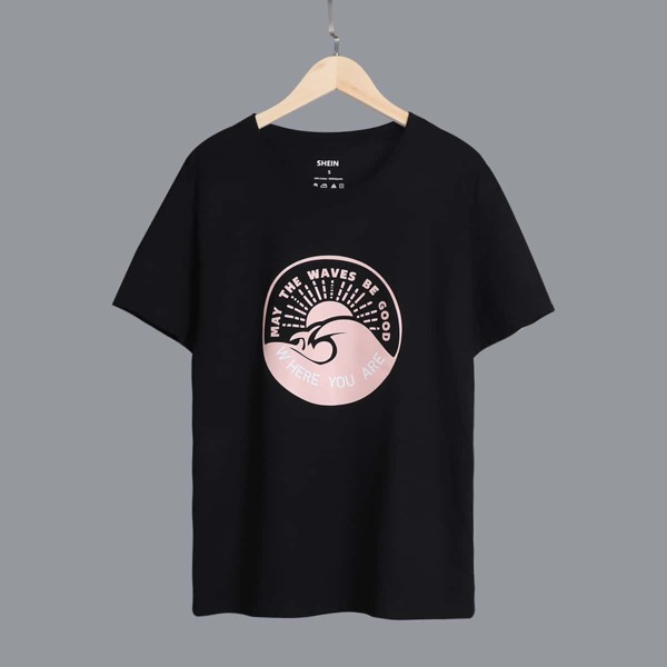 

Sun And Slogan Graphic Tee, Black