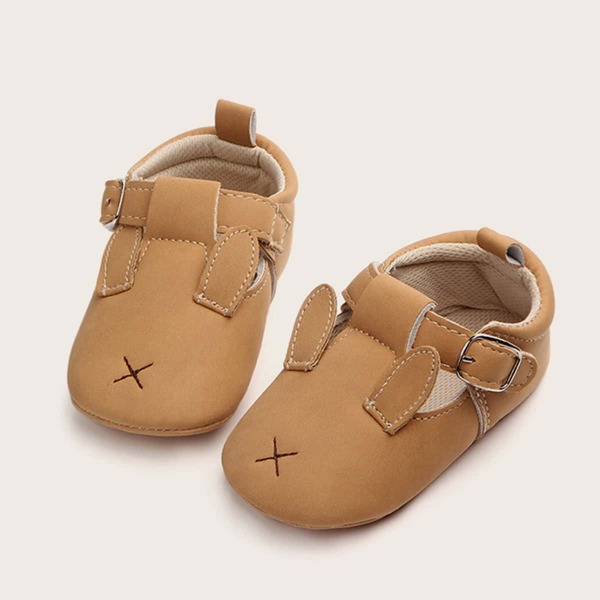 

Baby Boy Cartoon Graphic Velcro Strap Flats, Camel