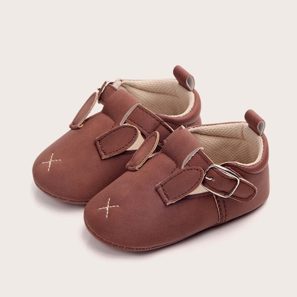 

Baby Boy Cartoon Graphic Velcro Strap Flats, Coffee brown
