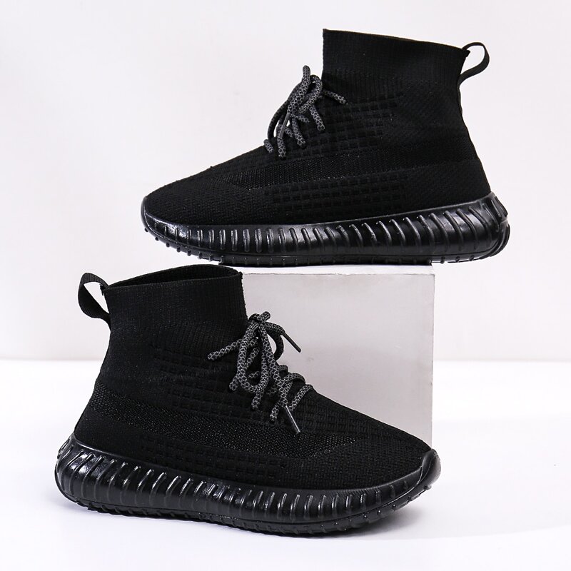 

Lace Up Decor Sock Sneakers, Black