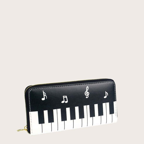 

Men Piano Design Long Purse, Black