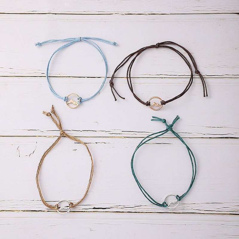 

4pcs Ring Rope Bracelet, Multicolor
