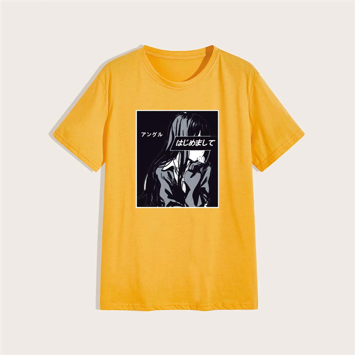 

Guys Comics & Japanese Letter Graphic Tee, Yellow