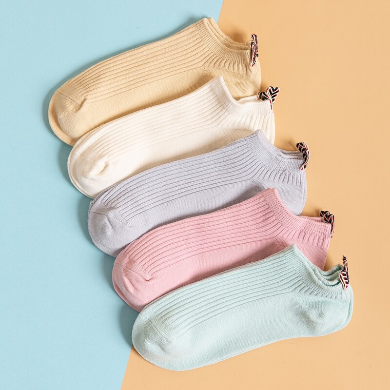 

5pairs Cloth Label Socks, Multicolor