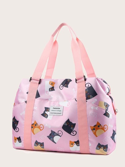 Cat Graphic Barrel Bag
