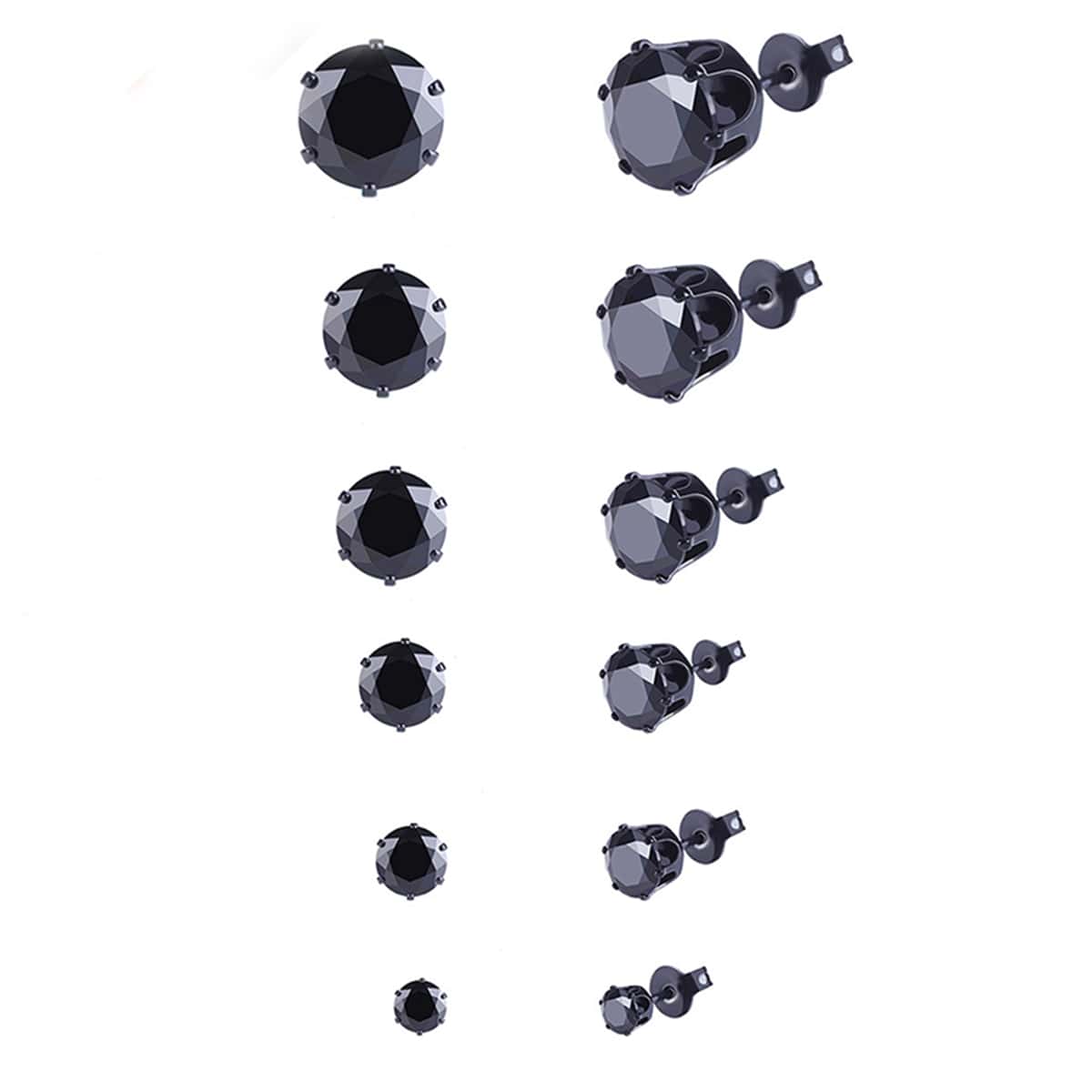 

6pairs Rhinestone Stud Earrings, Black