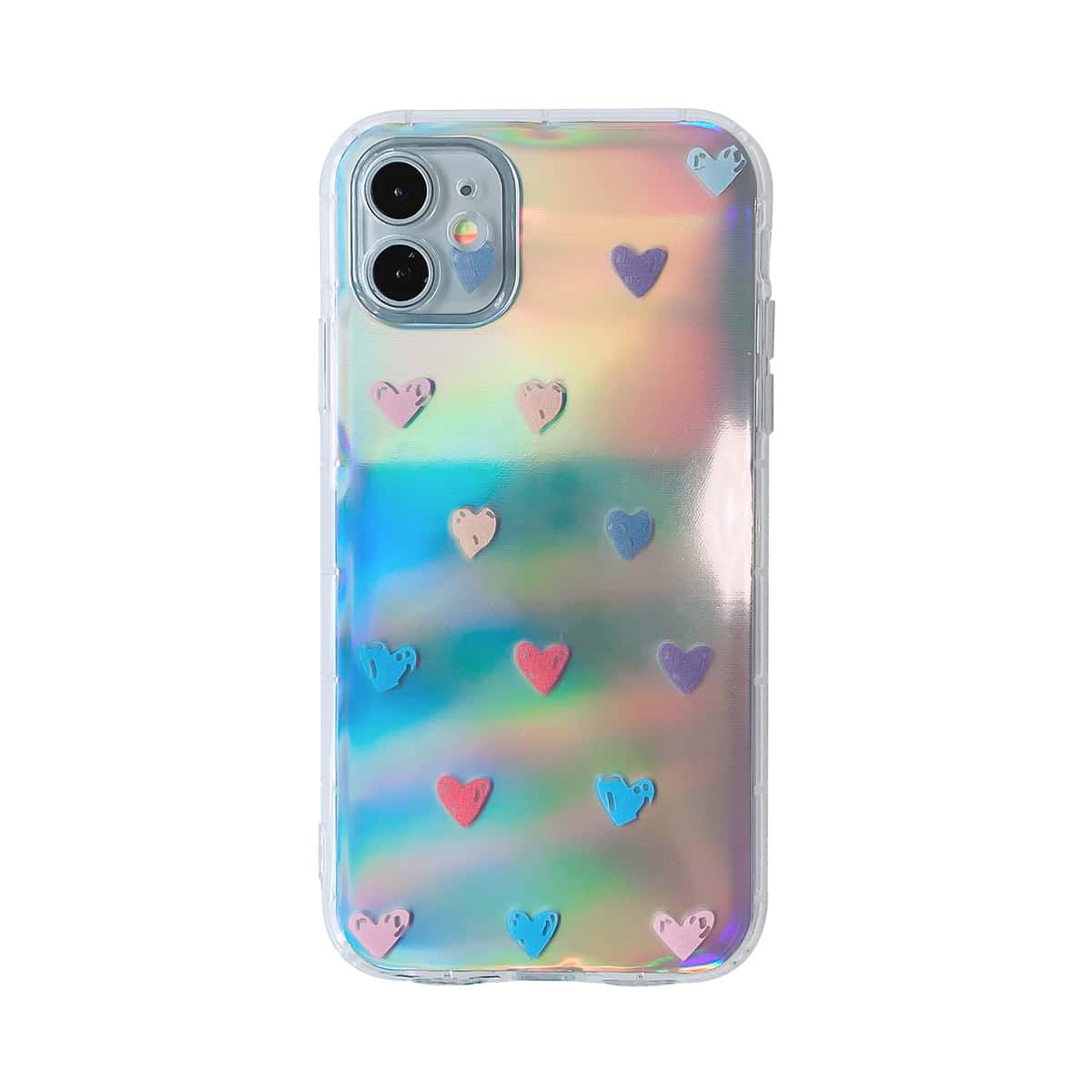 

Heart Print Laser iPhone Case, Multicolor