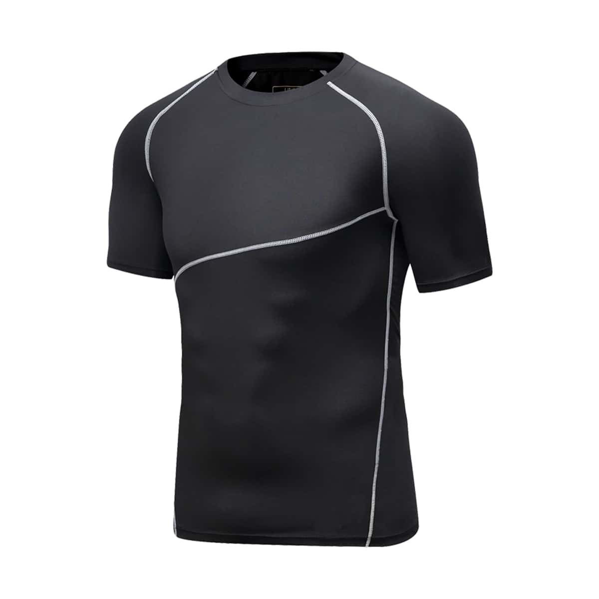 

Guys Contrast Top-stitching Sports T-Shirt, Black