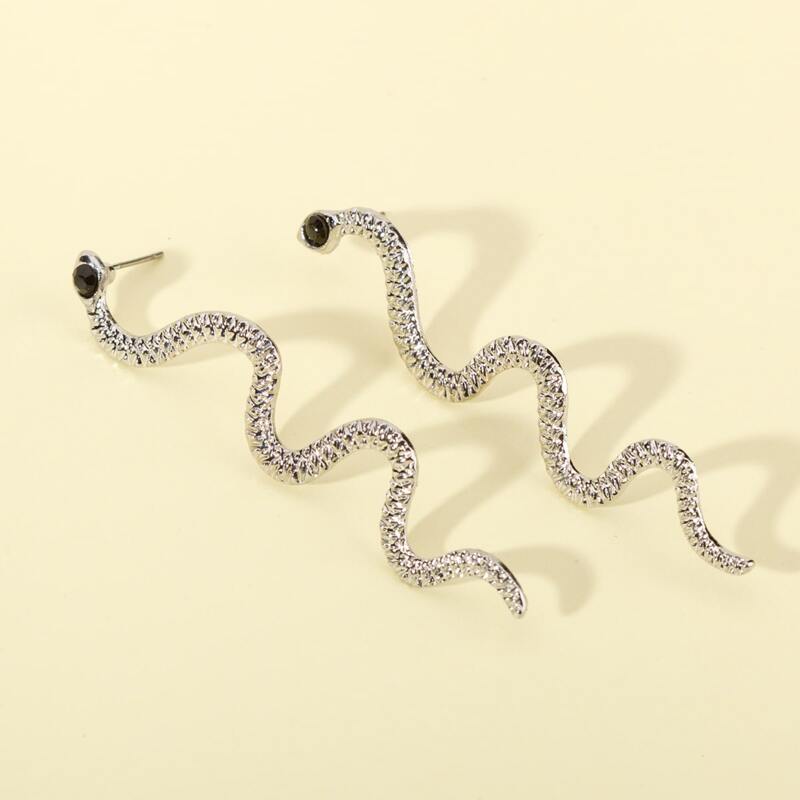 

Snake Drop Earrings, Silver