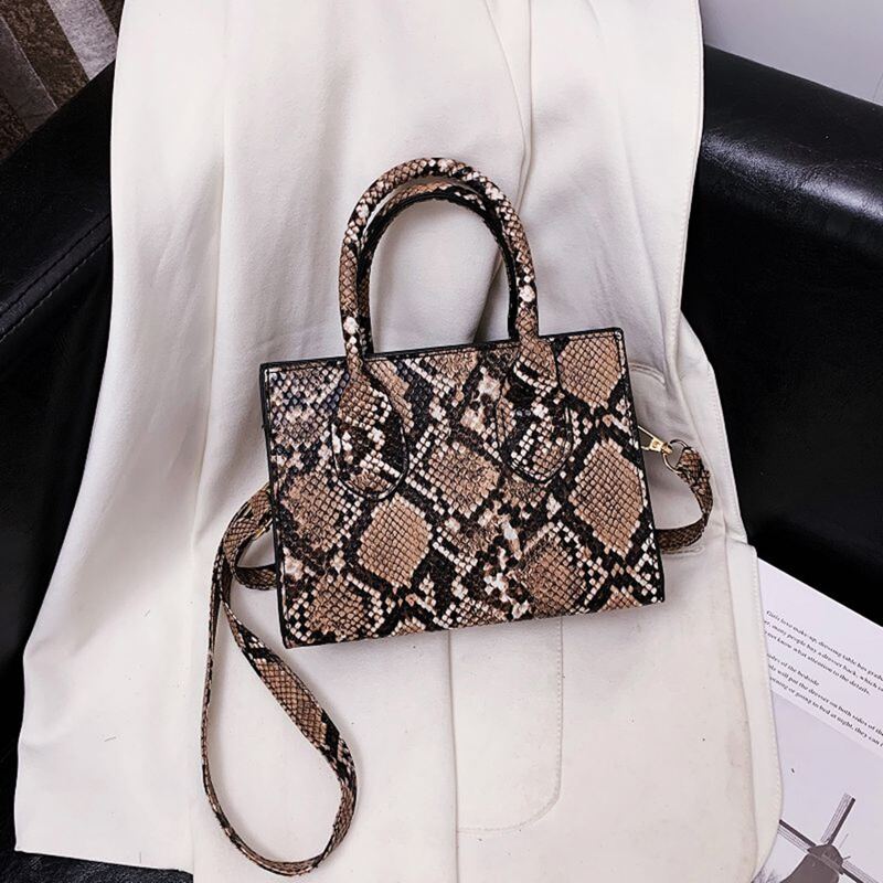 

Snakeskin Print Satchel Bag, Multicolor