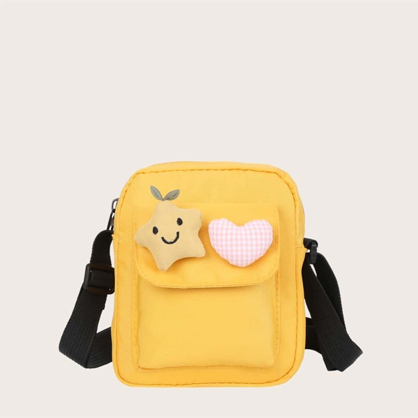 

Girls Cartoon Decor Flap Crossbody Bag, Yellow