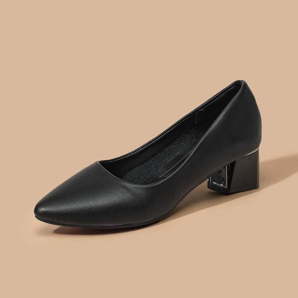 

Minimalist Chunky Court Heels, Black