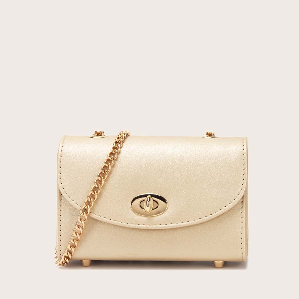 

Twist Lock Flap Chain Bag, Gold