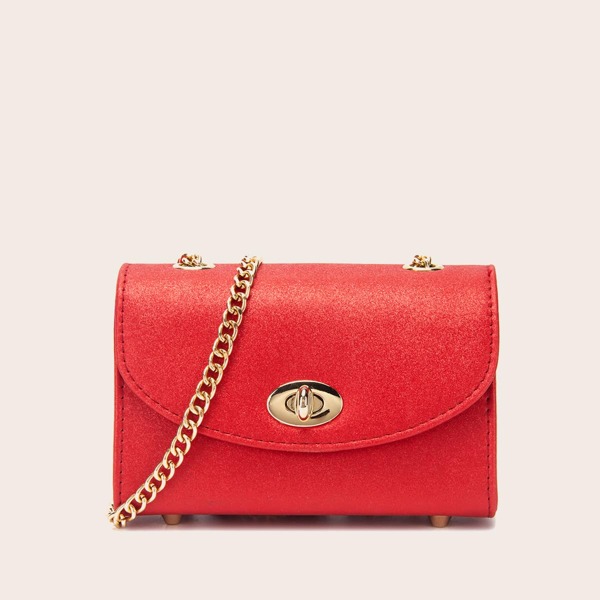 

Twist Lock Flap Chain Bag, Red