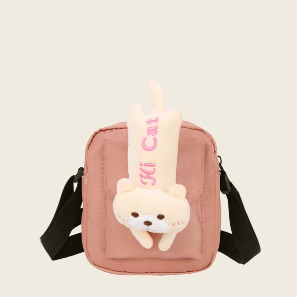 

Girls Cartoon Decor Flap Crossbody Bag, Pink