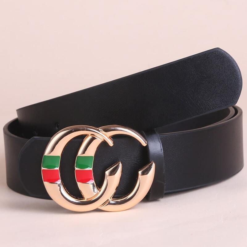 

Double Round Buckle Belt, Black