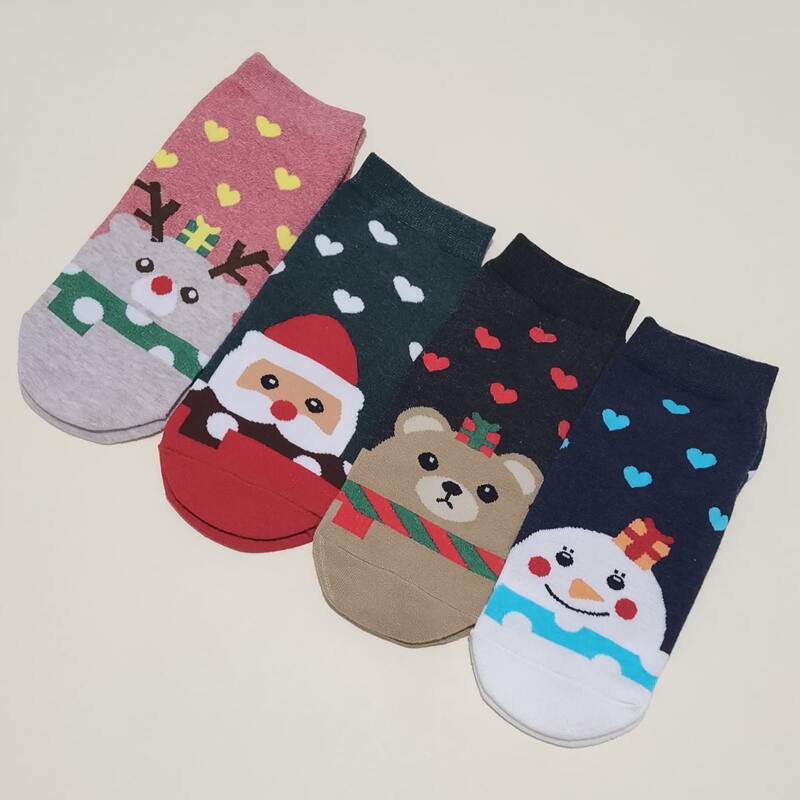 

4pairs Christmas Pattern Socks, Multicolor
