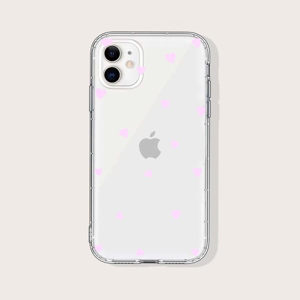 

Heart Print iPhone Case, Clear