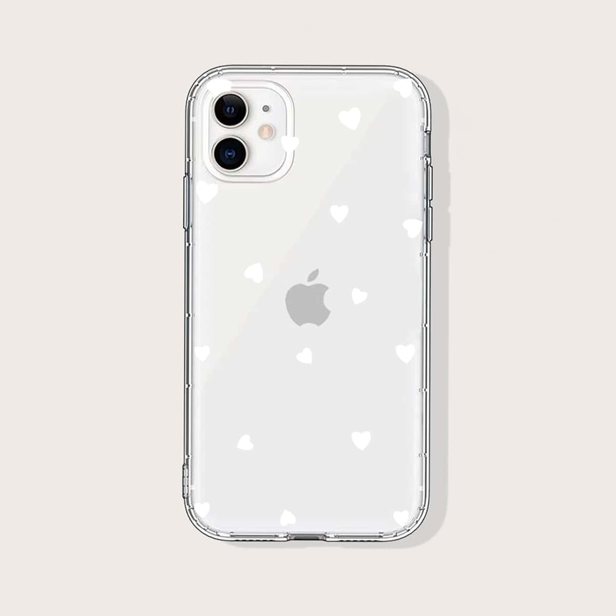 

Heart Print iPhone Case, Clear