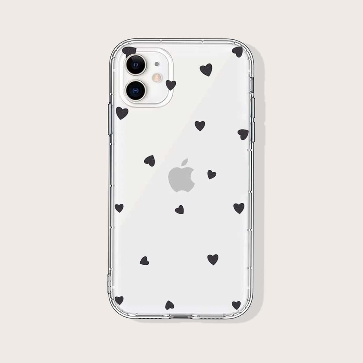 

Heart Print iPhone Case, Clear