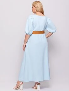 SHEIN Omgiven Elegant Plus Size Klänning - Babyblå - Visa 2