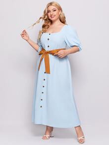 SHEIN Omgiven Elegant Plus Size Klänning - Babyblå - Visa 3