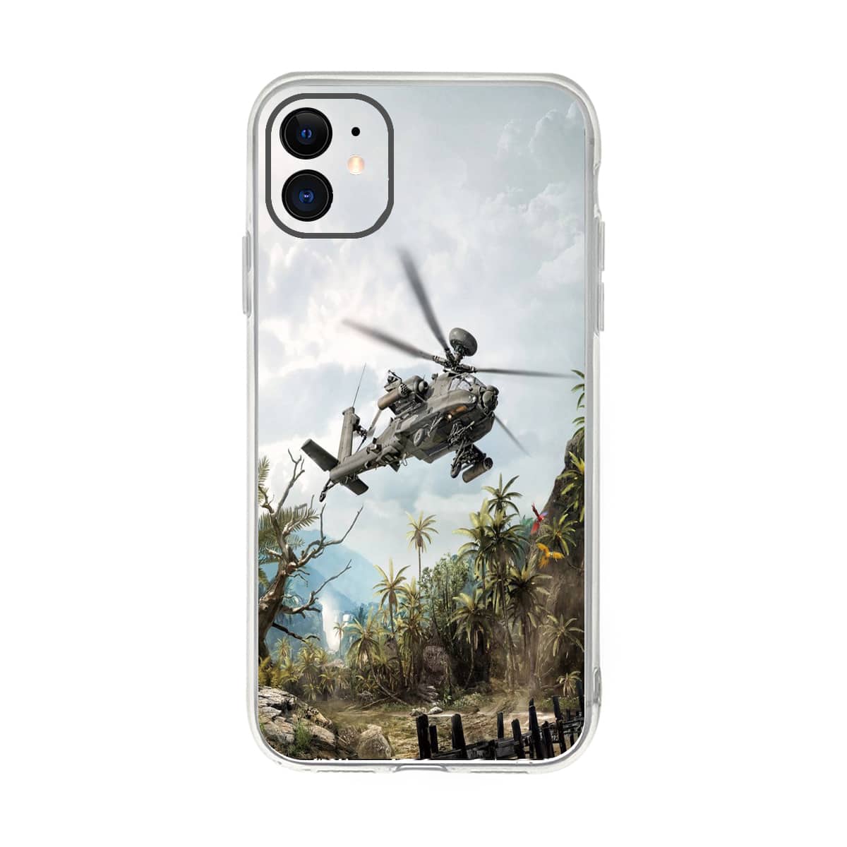 

Helicopter & Landscape Print iPhone Case, Multicolor