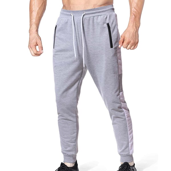 

Men Side Panel Drawstring Pants, Light grey
