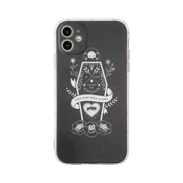 

Floral & Letter Graphic iPhone Case, Black