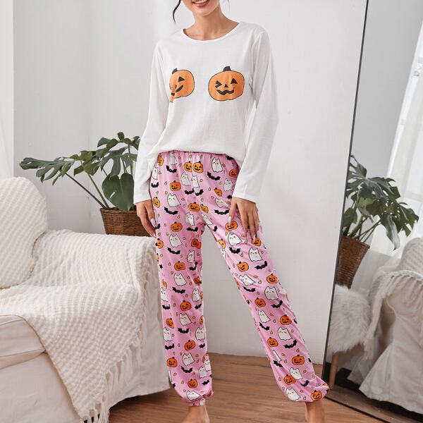 

Halloween Print Pajama Set, Multicolor