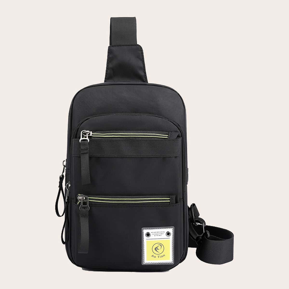 

Guys Dual Zip Front Sling Bag, Black