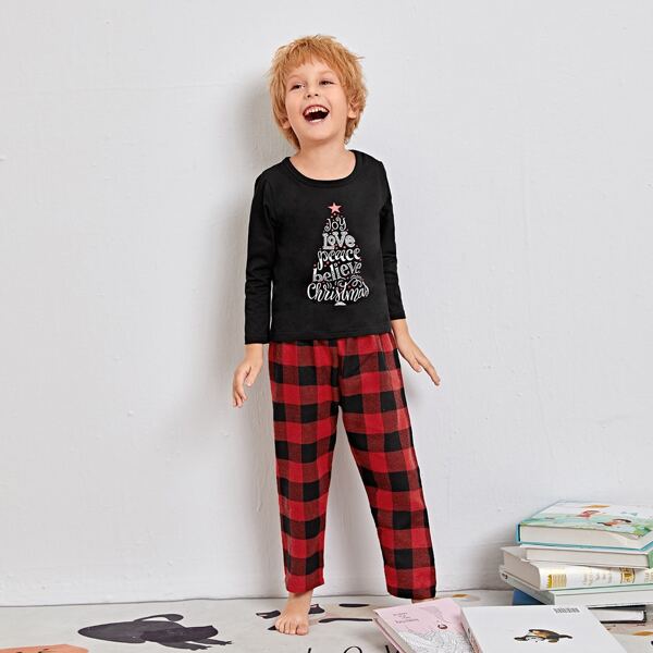

Toddler Boys Christmas And Gingham Print PJ Set, Multicolor