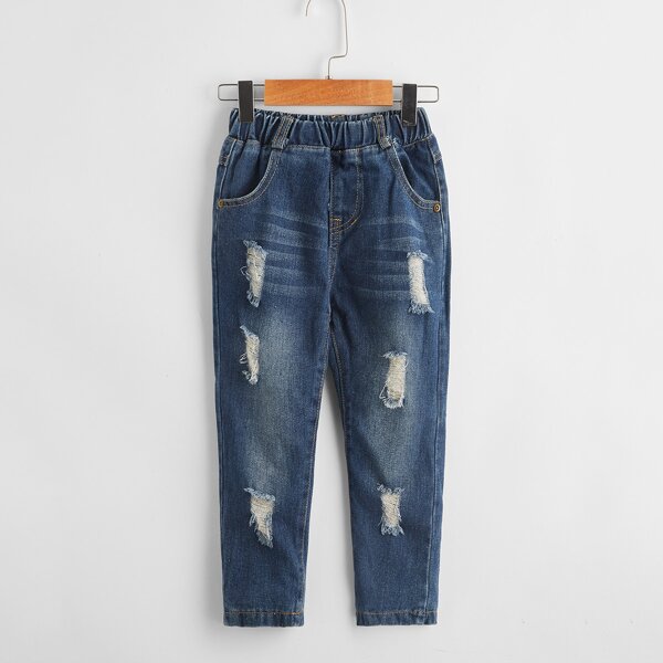 

Toddler Boys Ripped Washed Jeans, Dark wash
