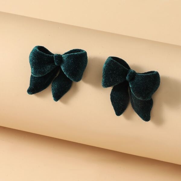 

Bow Design Stud Earrings, Dark green