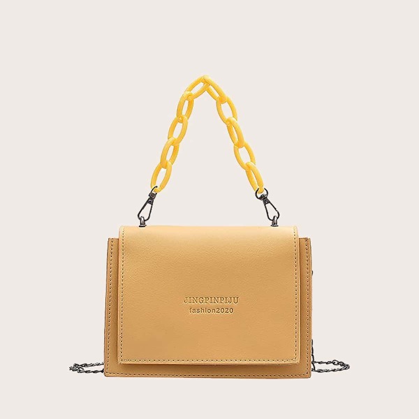 

Girls Letter Graphic Flap Shoulder Bag, Yellow