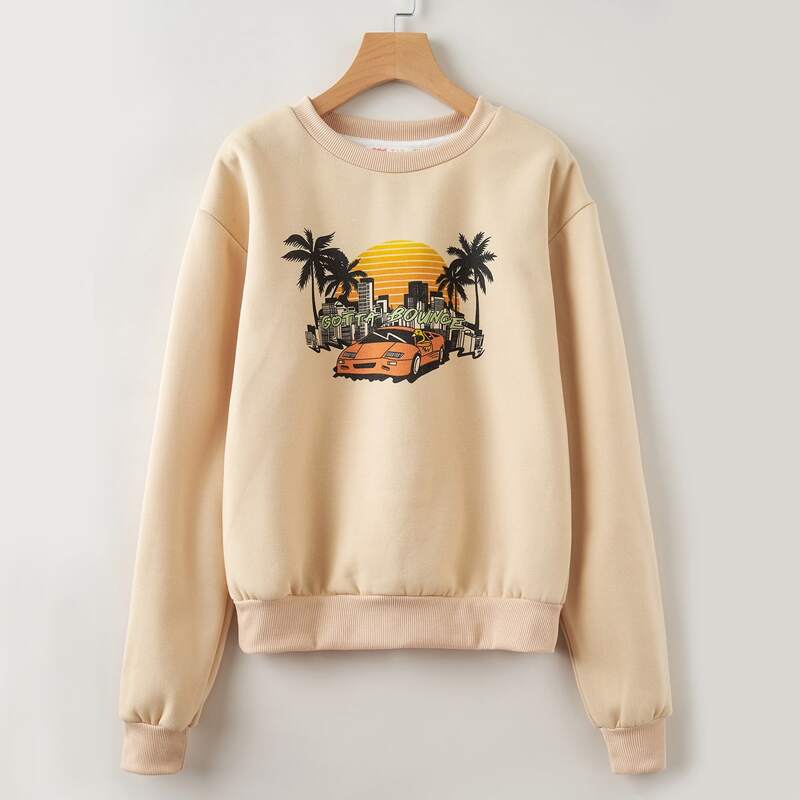 

Car Graphic Sweatshirt, Apricot