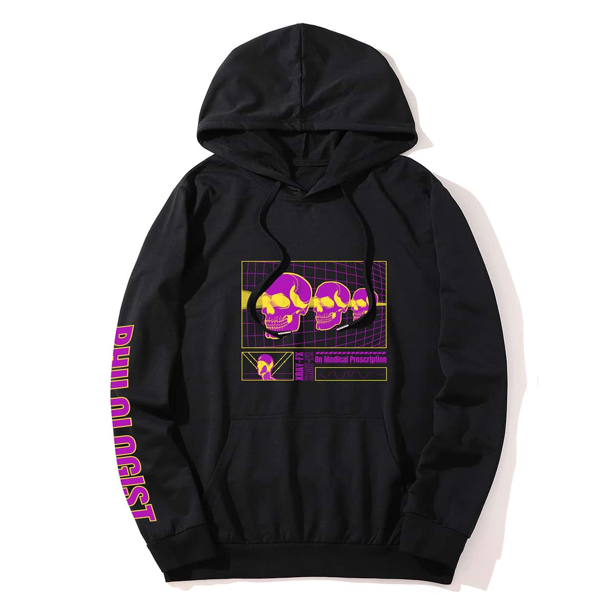 

Guys Skull Graphic Drawstring Hoodie, Black