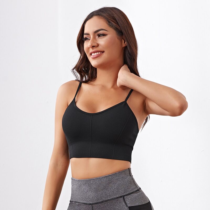 

Light Support Rib-knit Sports Bra, Black