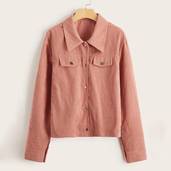 

Button Front Corduroy Jacket, Dusty pink