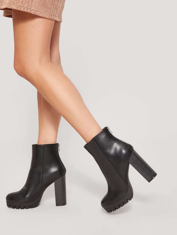 luggy buckle platform booties
