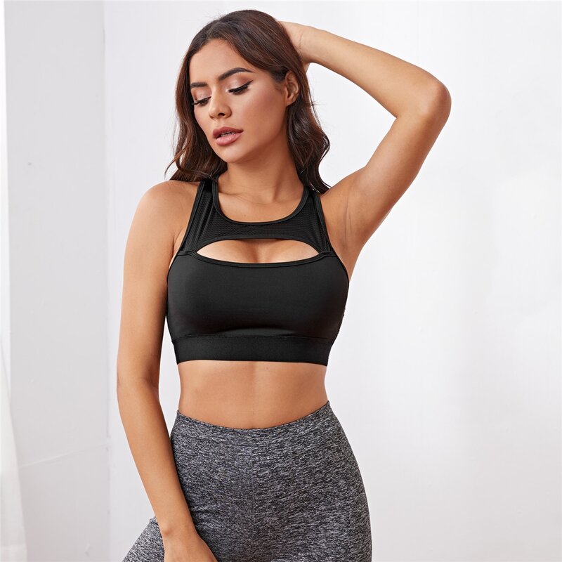 

Light Support Cut Out Detail Sports Bra, Black