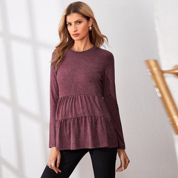 

Maternity Solid Peplum Top, Redwood