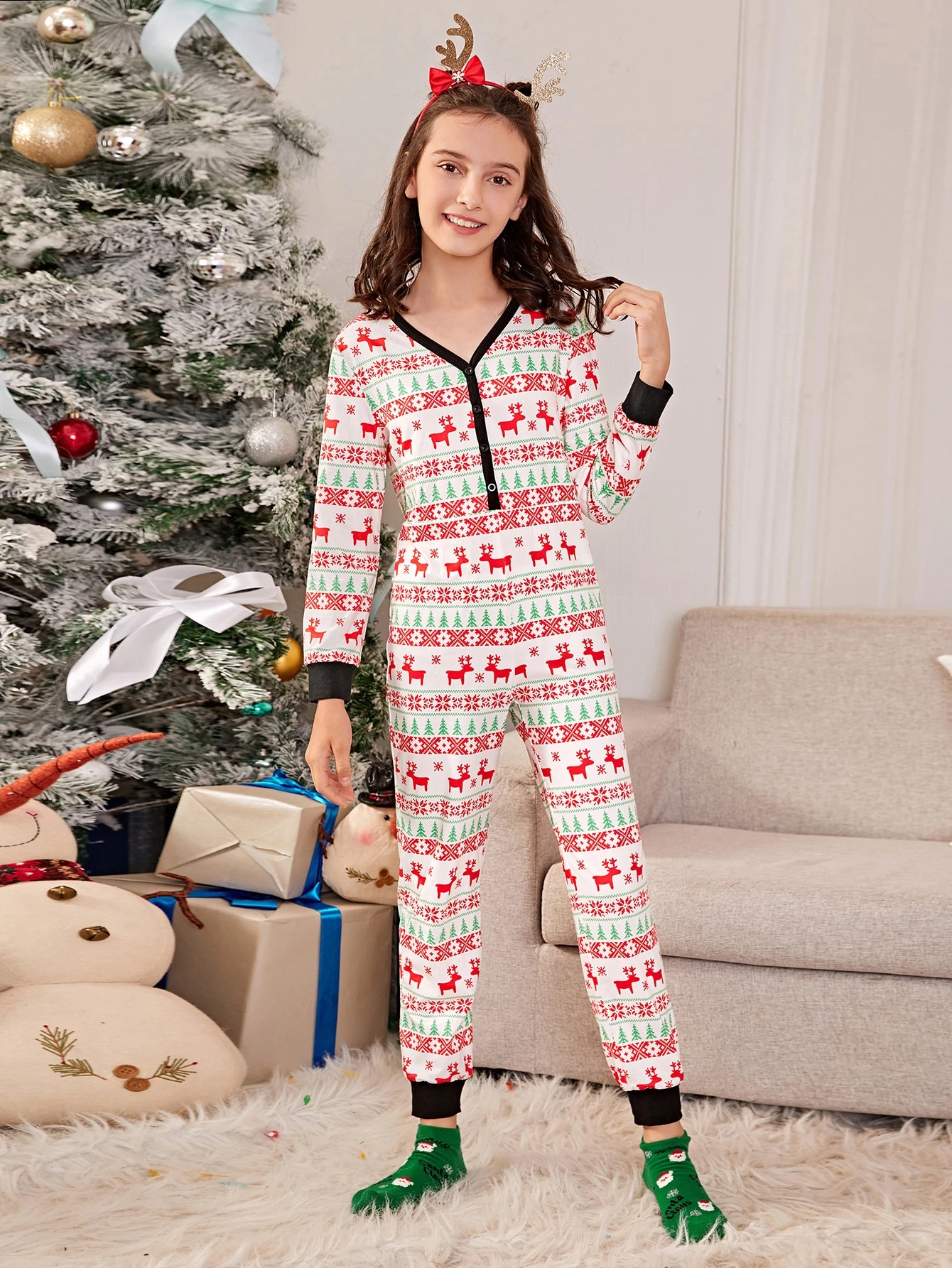 Girls christmas jumpsuit Clearance