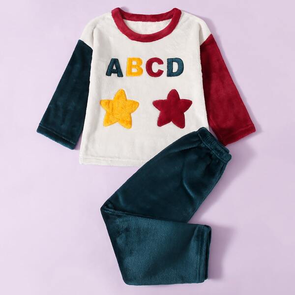 

Girls Colorblock Letter Graphic Teddy PJ Set, Multicolor