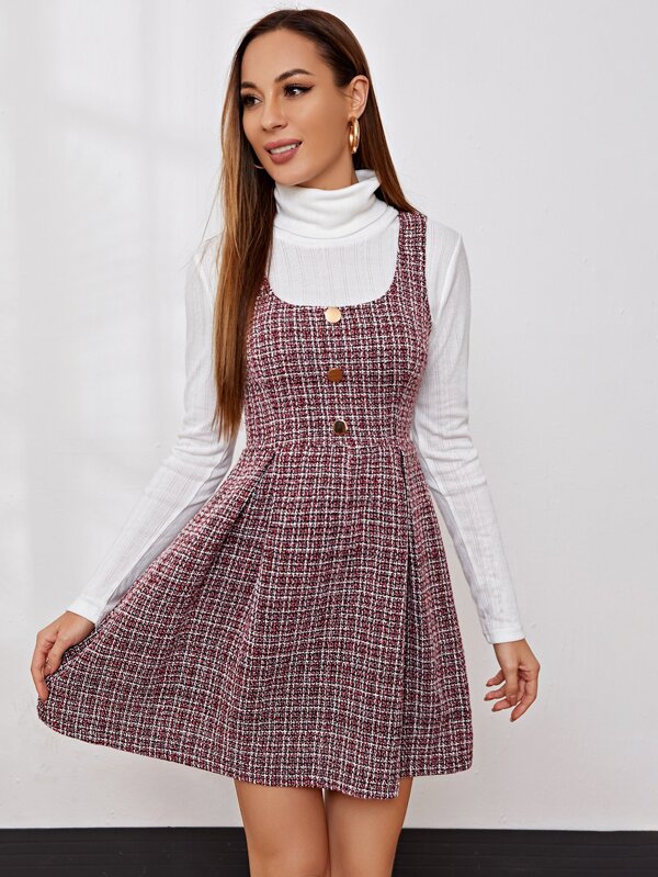 Plaid tweed dress Clearance