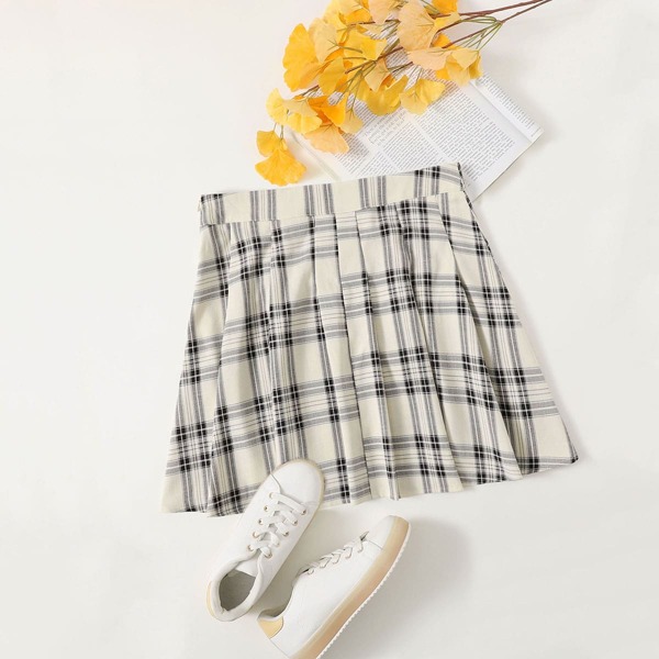 

Plus Plaid Pleated Mini Skirt, Multicolor