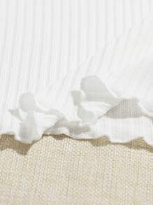 Muchica Tank top ribete en forma de lechuga tejido de canalé de cuello V