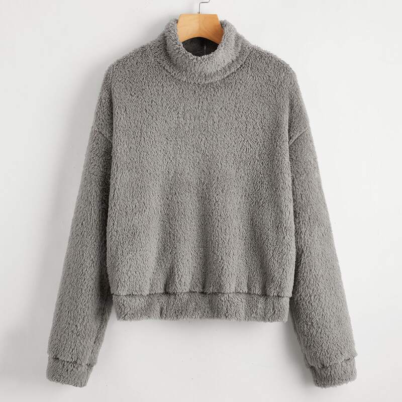 

Drop Shoulder Teddy Sweatshirt, Grey